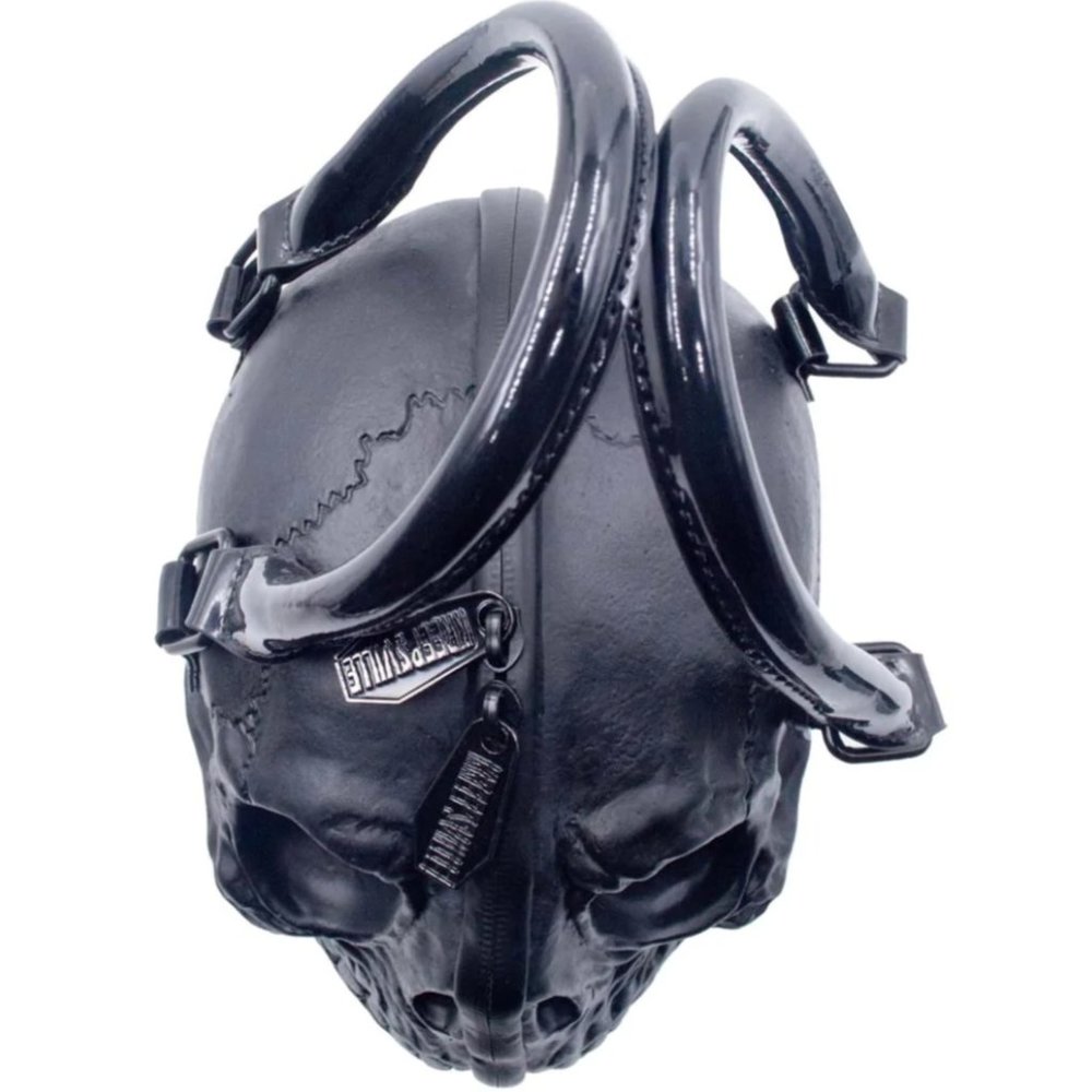 Black Latex Skull Handbag Purse Optional Strap w/Dustbag NWT - Picture 3 of 4